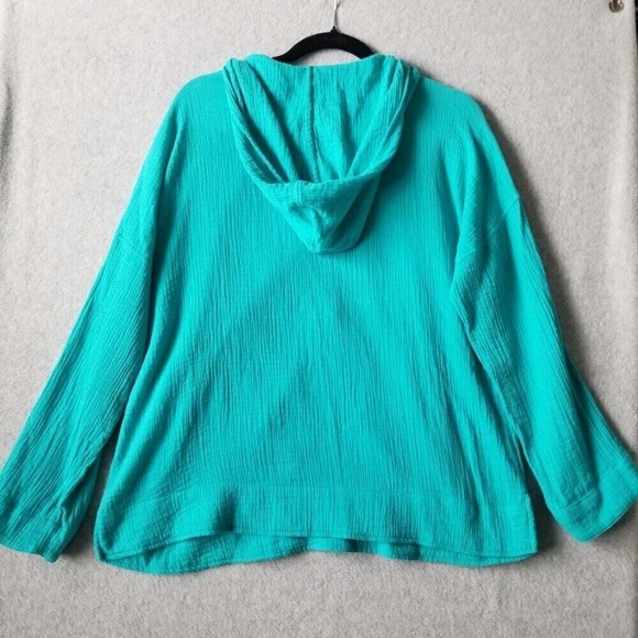 Soft Surroundings Large Kemia Gauze Pullover 1/2 Zip Hoodie Comfy Casual - Picture 5 of 9